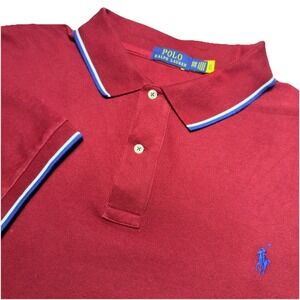 Polo Ralph Lauren Polo 3XB Burgundy Short Sleeve Jersey Blue Logo Men Golf Shirt